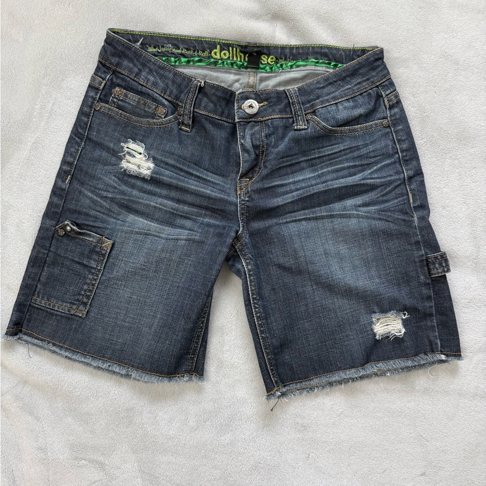 Dollhouse Blue Jean Shorts Distressed Frayed Hem